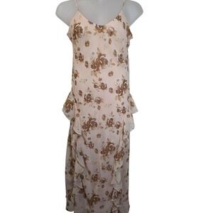 Forever 21 Floral Ruffle Maxi Slip Cami Dress Med Cottage Romantic boho Scandi